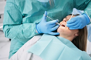Patient receives dental treatment