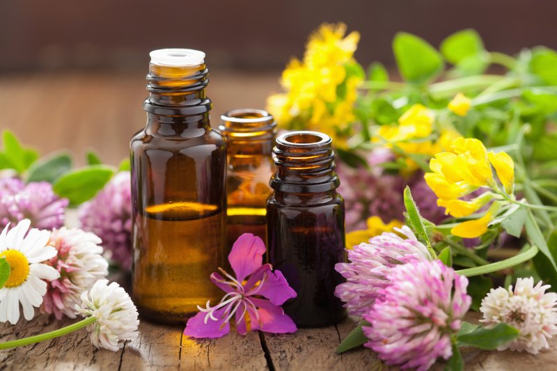 essential oils on table