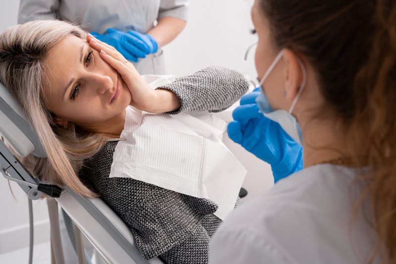 A patient in a dental emergency